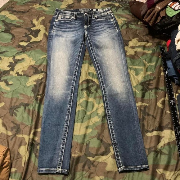 Miss me skinny fit low rise flap pocket jeans stretch y2k women's 27/31 - Picture 1 of 8